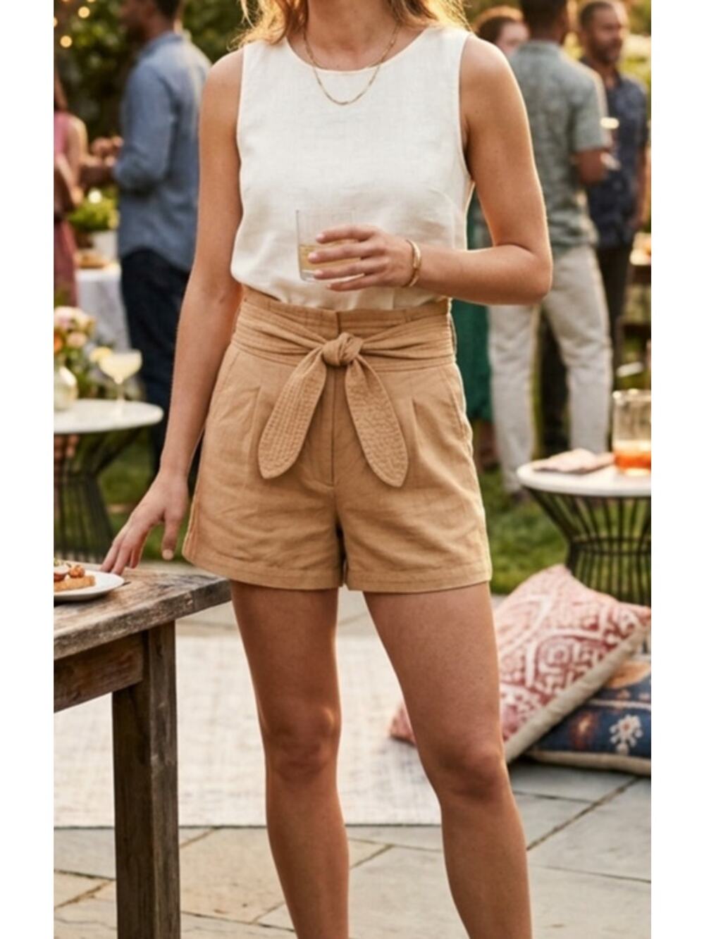 Free People One Penny High-Rise Paperbag Shorts - Tan - Size 0